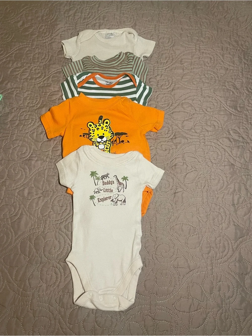 #88 Garanimals Gerber The Childrens Place 0-3M Cotton Safari Bodysuits 9 pc Lot